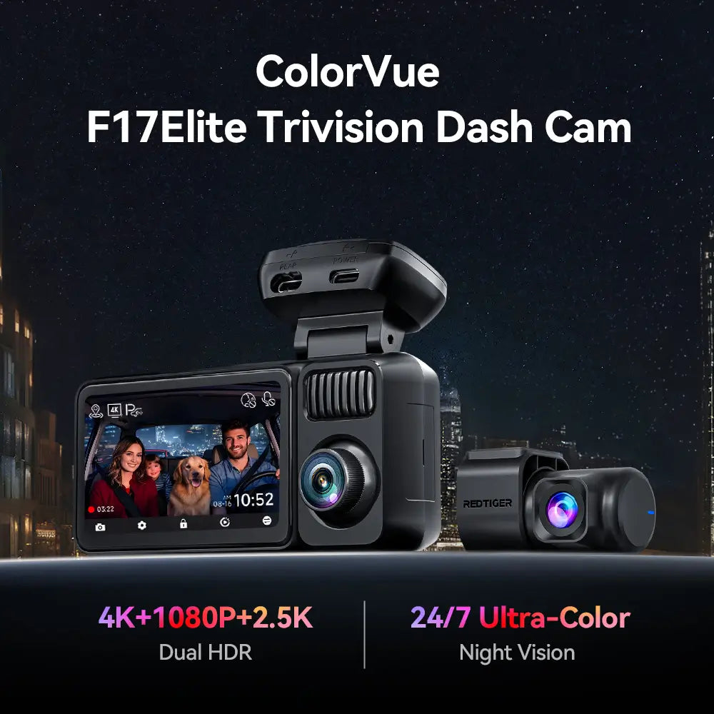 REDTIGER F17 Elite 4K 3 Channel Dash Cam Sony STARVIS 2 Dual HDR WIFI 6 Full Night Color REDTIGER Official