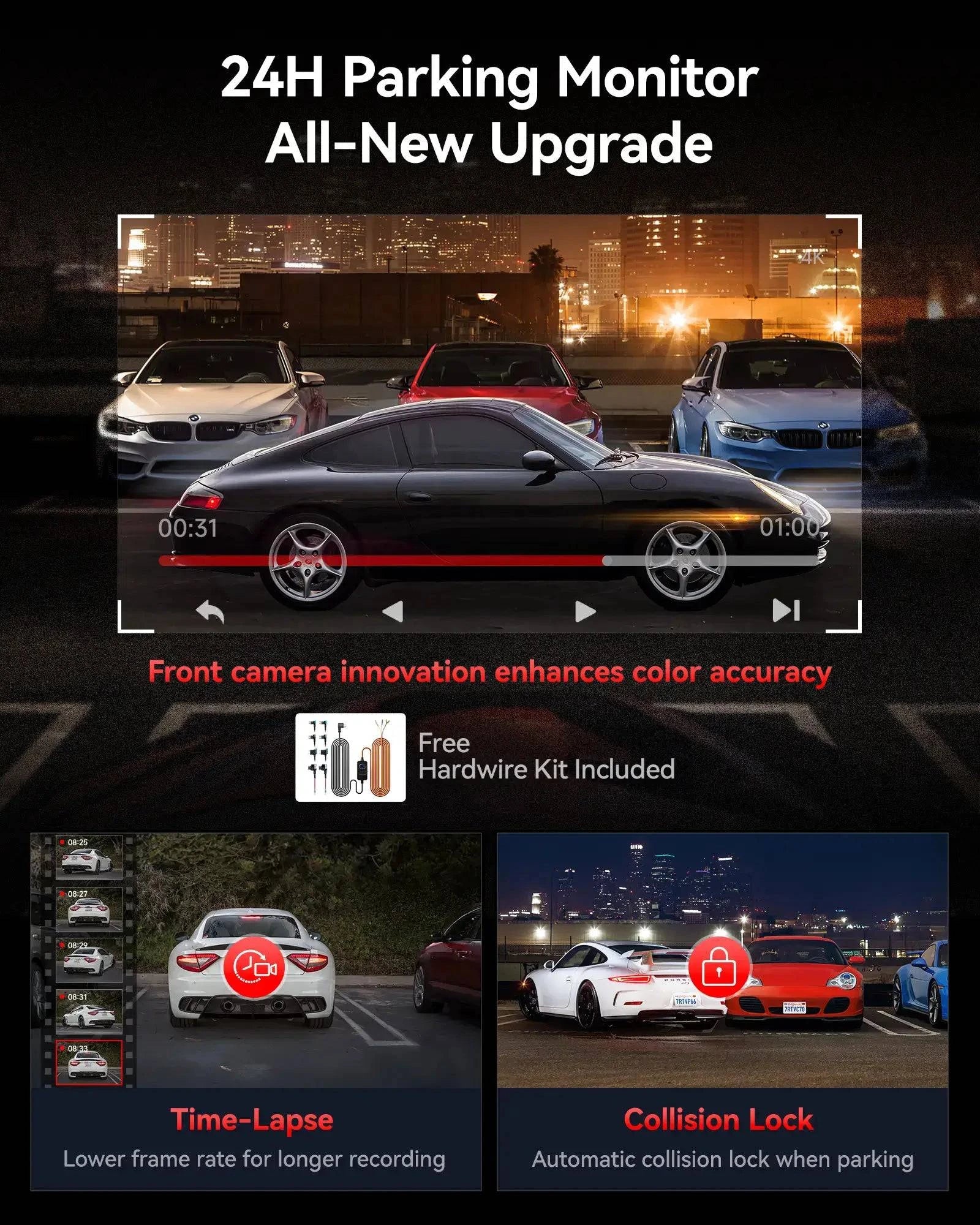 Redtiger View Clear 70 4K+2.5k Superior Night View 5.8Ghz WiFi 6 Dash Cam REDTIGER Official
