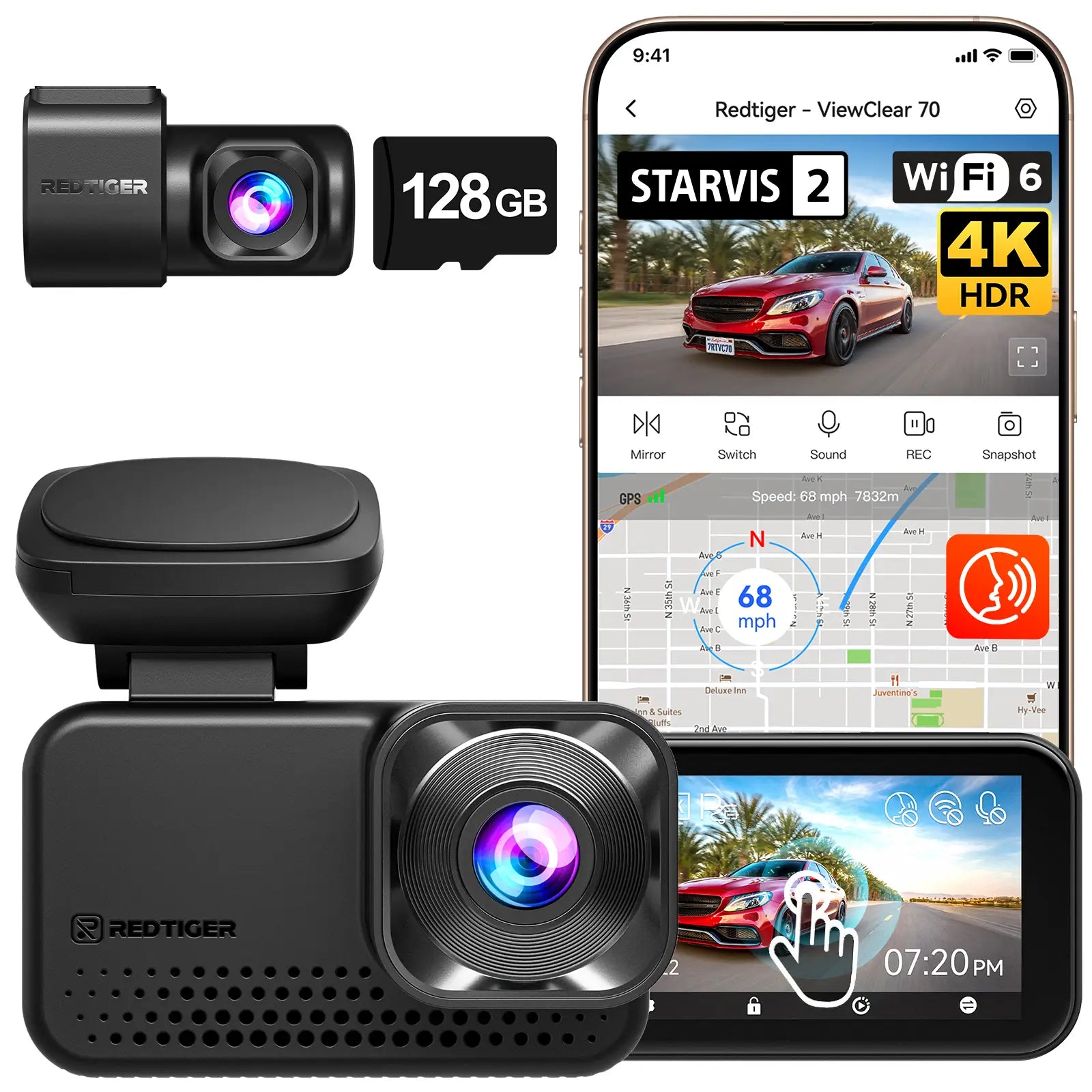 Redtiger View Clear 70 4K+2.5k Superior Night View 5.8Ghz WiFi 6 Dash Cam REDTIGER Official