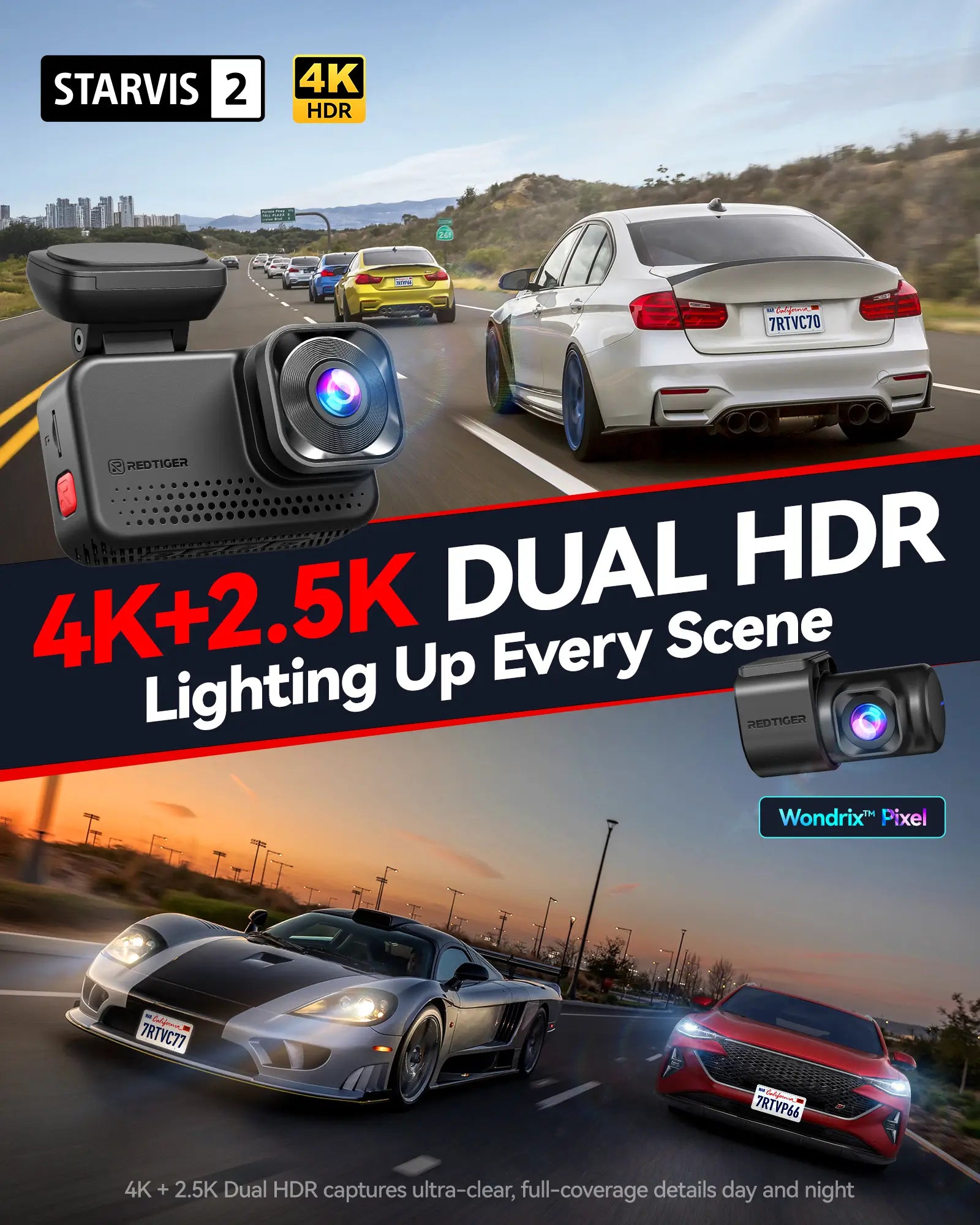 Redtiger View Clear 70 4K+2.5k Superior Night View 5.8Ghz WiFi 6 Dash Cam REDTIGER Official