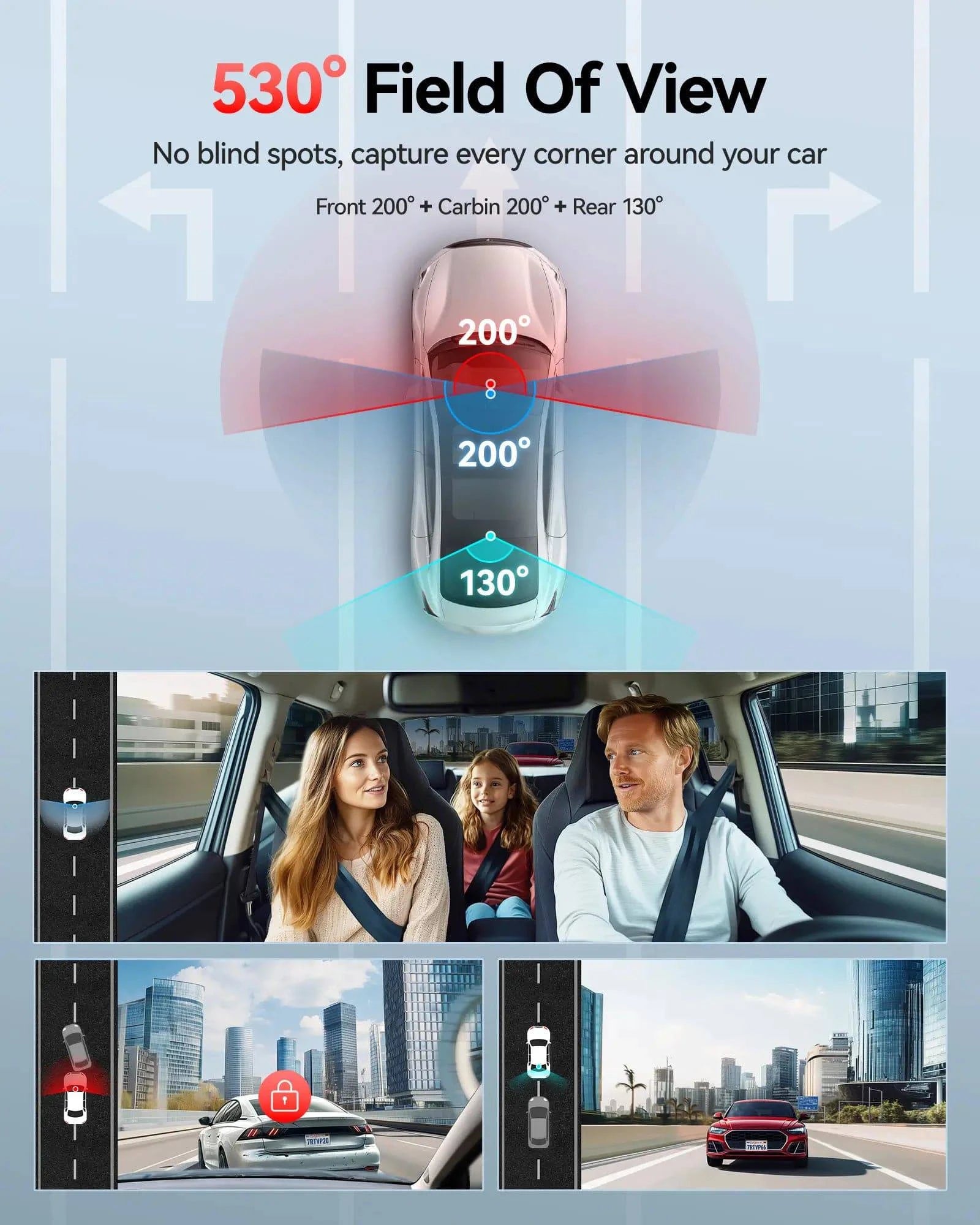 REDTIGER VP20 530° 3-Channel IR Night View Dash Cam Hot Sales REDTIGER Official