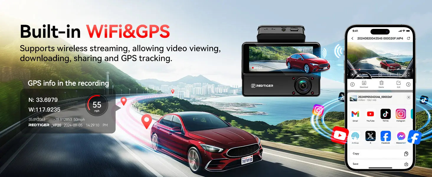 WiFi & GPS Dash Cam: Real-Time Tracking & Wireless Video Access for Smart Drivers