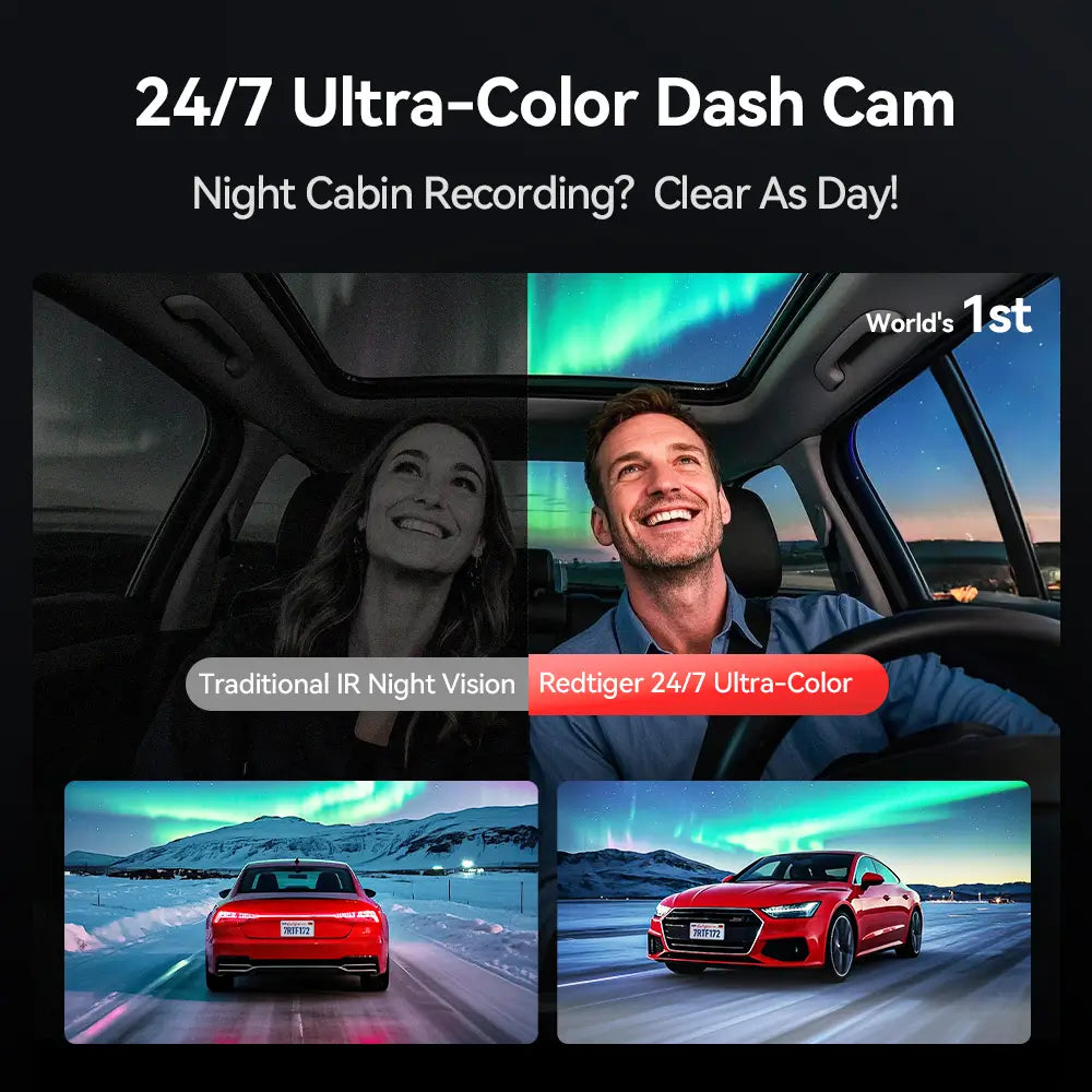 Redtiger F17Elite 3-Channel 4K+2.5K+1080P 24/7 Ultra-Color Wifi6 Dash Cam REDTIGER Official