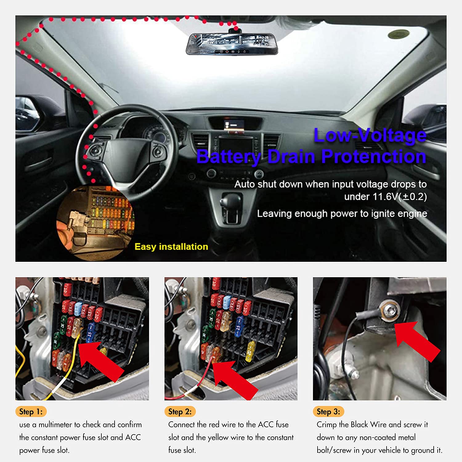 Choice：Parking Protection Hardwire Kit For Parking Monitor Accessories REDTIGER Official   
