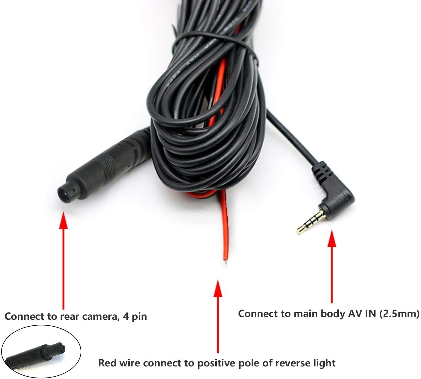 Redtiger 33/50Feet Backup Camera Longer Replacement Cables Accessories REDTIGER Dash Cam   