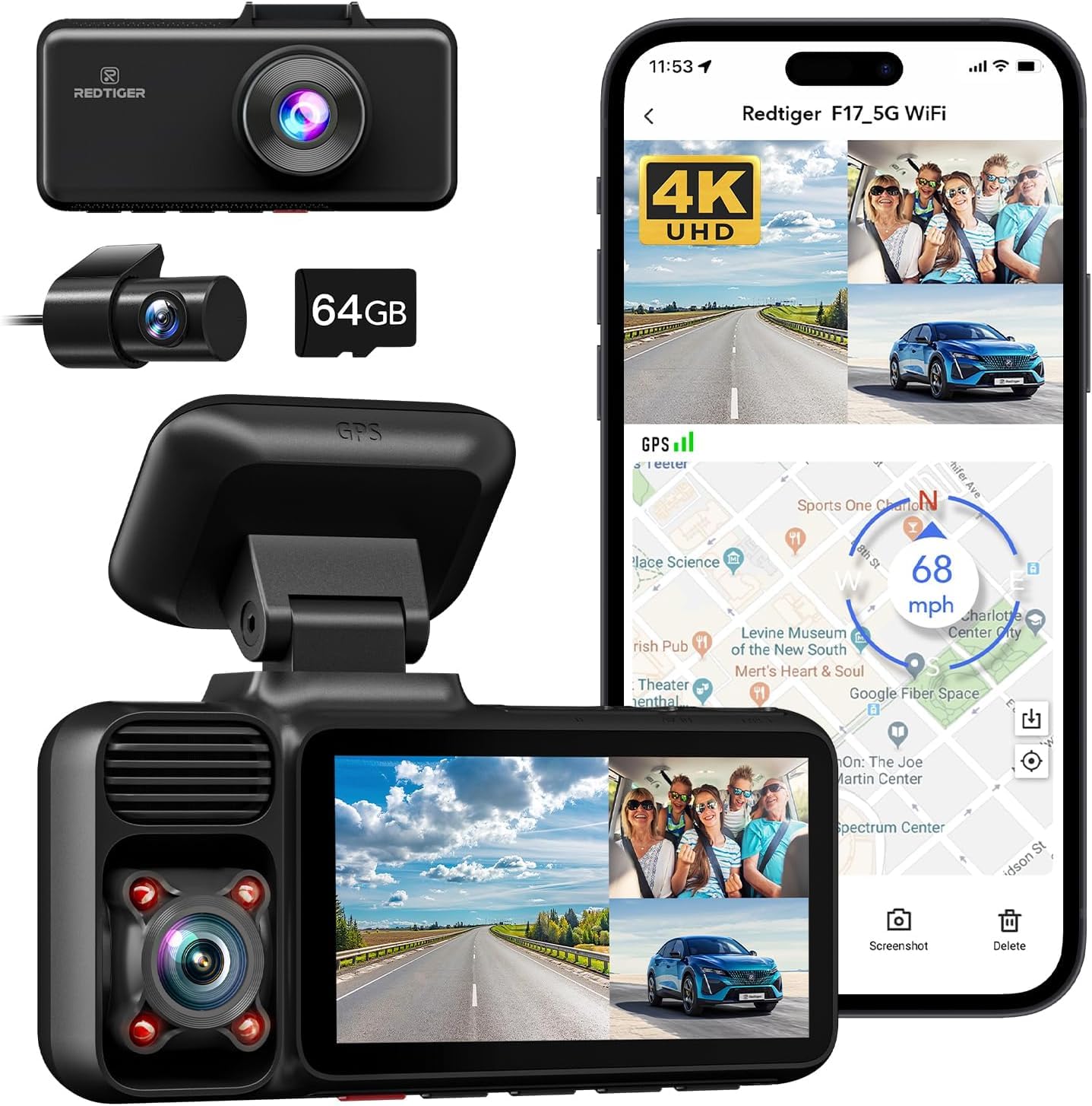 Redtiger F17 4K 3-Channel 5G Wifi Dash Cam Hot Sales REDTIGER Dash Cam   