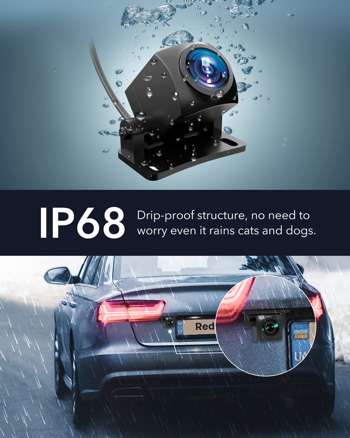 Redtiger Outside Waterproof 1080P Back Up Rear Camera