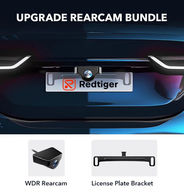 Redtiger Upgrade Rearcam Bundle Bundle REDTIGER Dash Cam WDR Rearcam+License Plate Bracket  